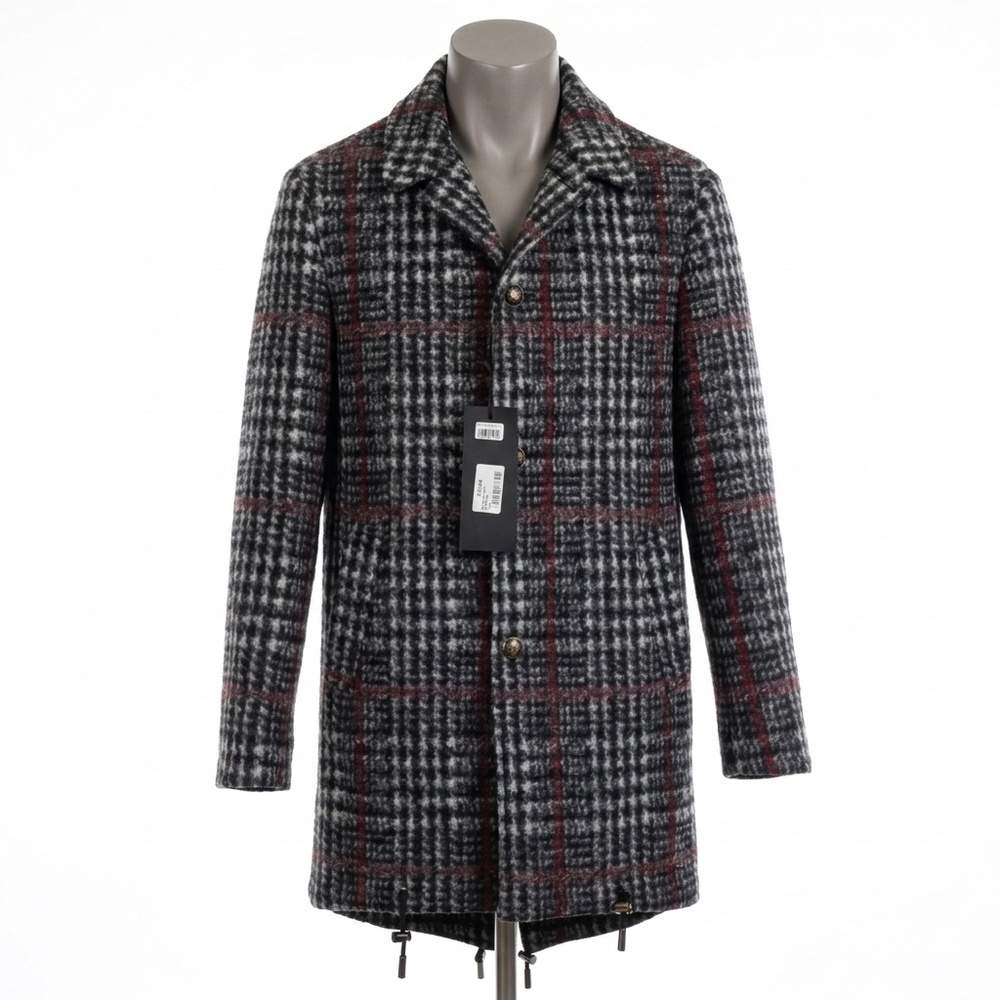 NWT Park 8 Italy Men's Wool Blend Houndstooth Overcoat Jacket Size 48